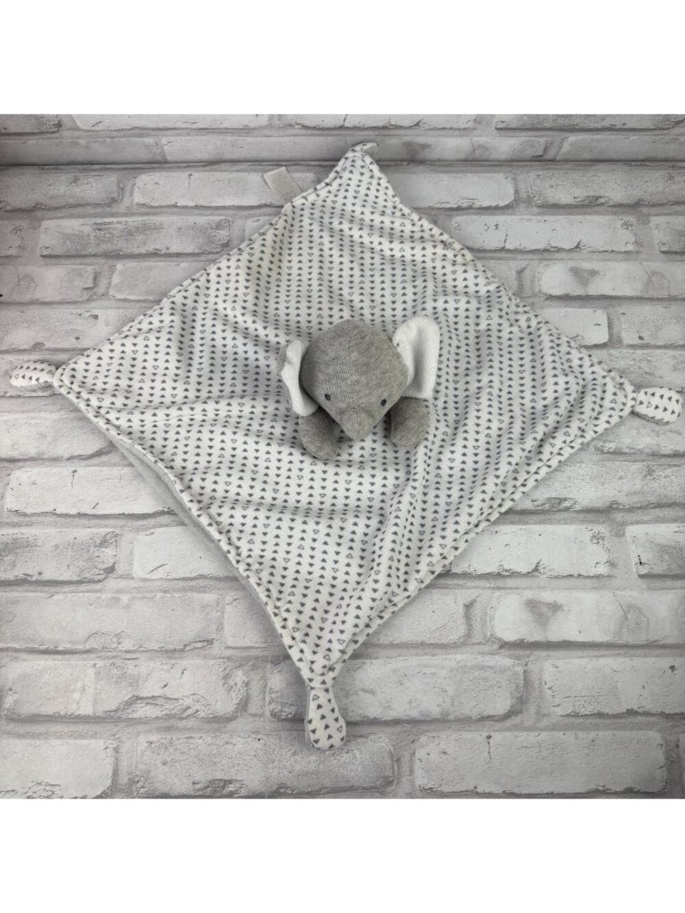 Carter’s Just One You Gray Elephant 14” Lovey Security Blanket Triangles White